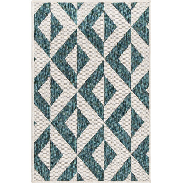 Jill Zarin Geometric Teal Indoor / Outdoor Area Rug & Reviews Wayfair